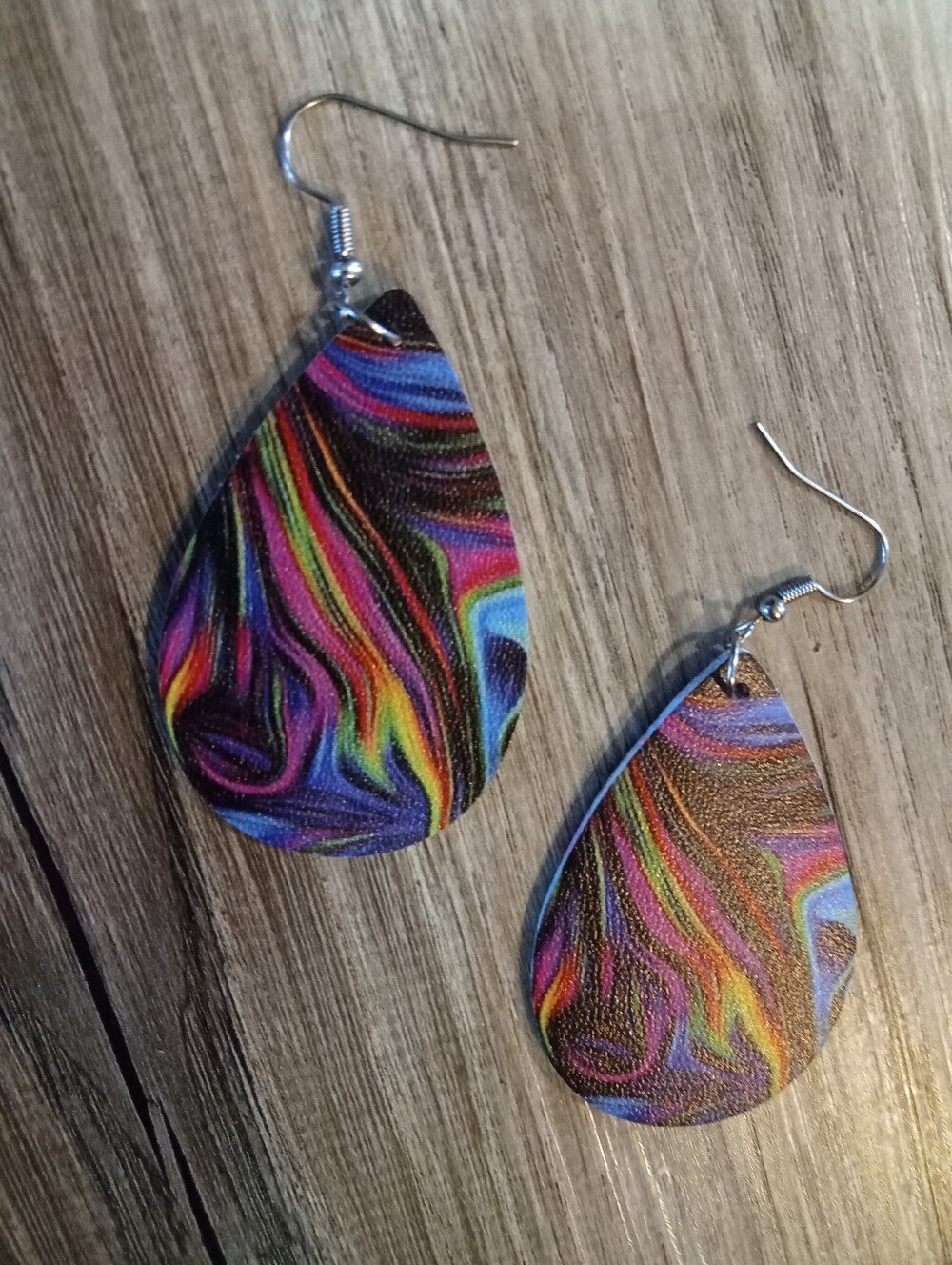 Multicolor Swirl Teardrop Earrings - Vibrant Rainbow Women Jewelry